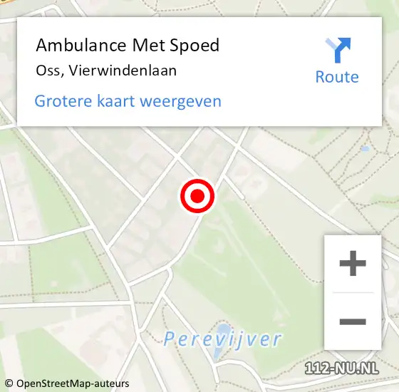 Locatie op kaart van de 112 melding: Ambulance Met Spoed Naar Oss, Vierwindenlaan op 15 november 2015 03:21