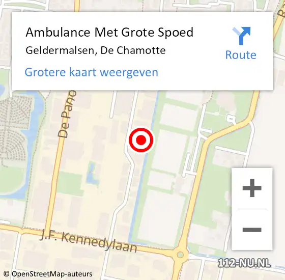 Locatie op kaart van de 112 melding: Ambulance Met Grote Spoed Naar Geldermalsen, De Chamotte op 15 november 2015 03:32