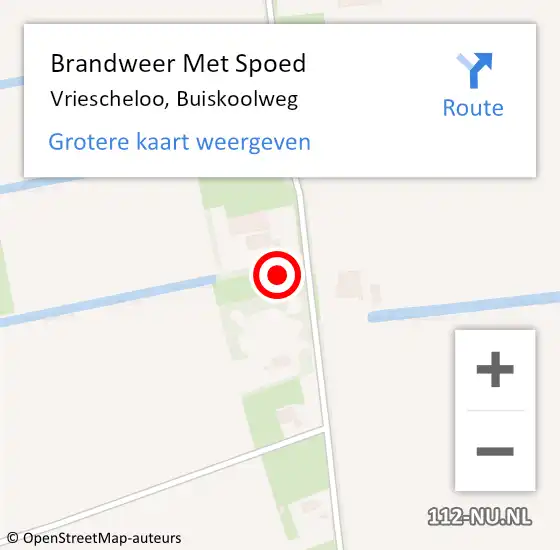 Locatie op kaart van de 112 melding: Brandweer Met Spoed Naar Vriescheloo, Buiskoolweg op 15 november 2015 04:46