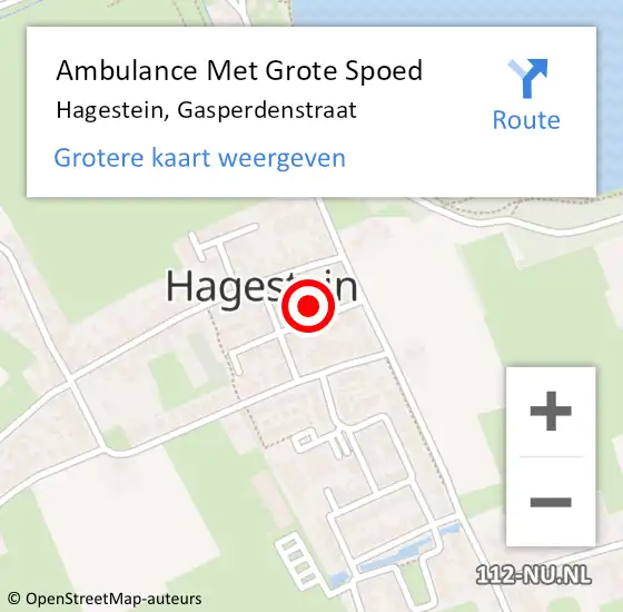 Locatie op kaart van de 112 melding: Ambulance Met Grote Spoed Naar Hagestein, Gasperdenstraat op 14 september 2013 01:41