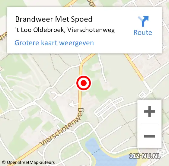 Locatie op kaart van de 112 melding: Brandweer Met Spoed Naar 't Loo Oldebroek, Vierschotenweg op 15 november 2015 05:52