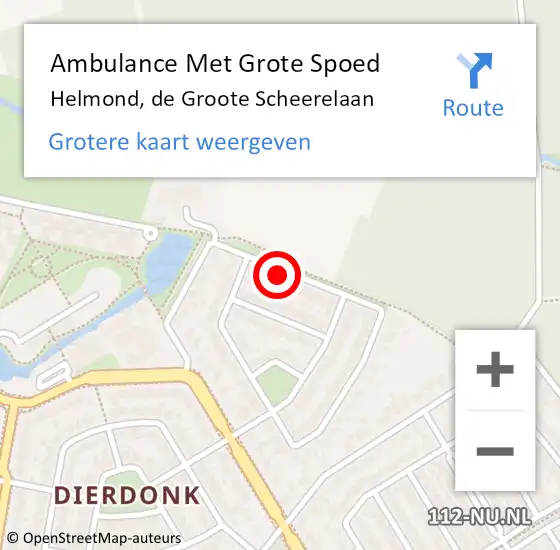 Locatie op kaart van de 112 melding: Ambulance Met Grote Spoed Naar Helmond, de Groote Scheerelaan op 15 november 2015 06:56