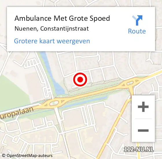 Locatie op kaart van de 112 melding: Ambulance Met Grote Spoed Naar Nuenen, Constantijnstraat op 15 november 2015 08:23