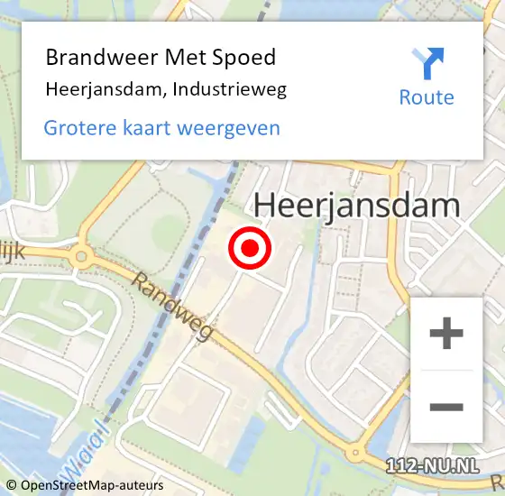 Locatie op kaart van de 112 melding: Brandweer Met Spoed Naar Heerjansdam, Industrieweg op 15 november 2015 08:34