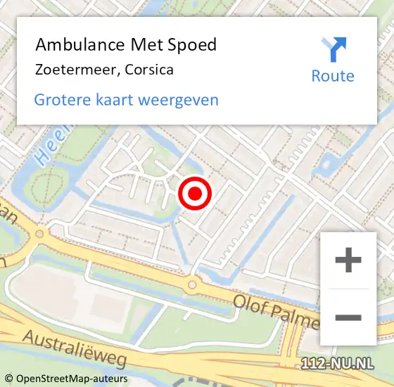 Locatie op kaart van de 112 melding: Ambulance Met Spoed Naar Zoetermeer, Corsica op 15 november 2015 08:34