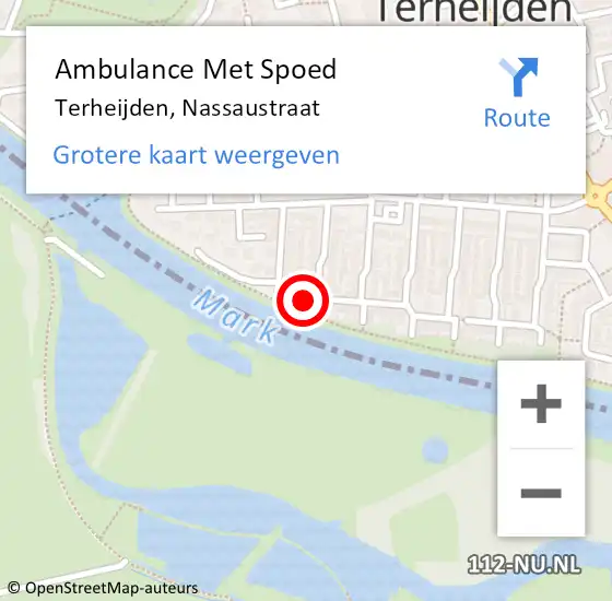 Locatie op kaart van de 112 melding: Ambulance Met Spoed Naar Terheijden, Nassaustraat op 15 november 2015 08:58