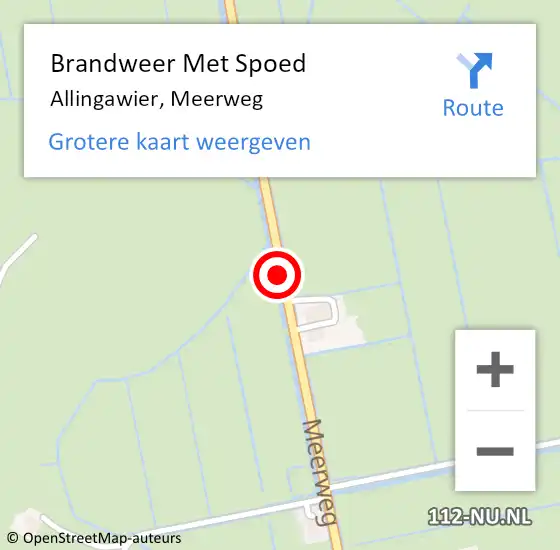 Locatie op kaart van de 112 melding: Brandweer Met Spoed Naar Allingawier, Meerweg op 15 november 2015 09:21