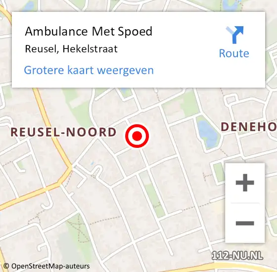 Locatie op kaart van de 112 melding: Ambulance Met Spoed Naar Reusel, Hekelstraat op 15 november 2015 09:35