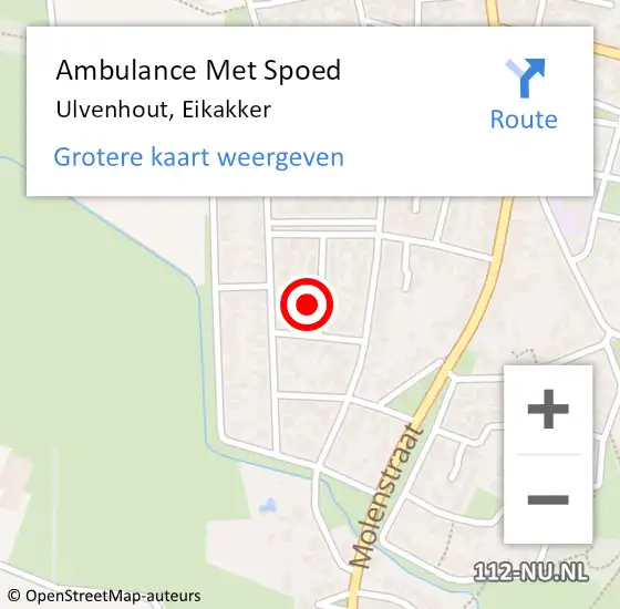 Locatie op kaart van de 112 melding: Ambulance Met Spoed Naar Ulvenhout, Eikakker op 15 november 2015 10:28
