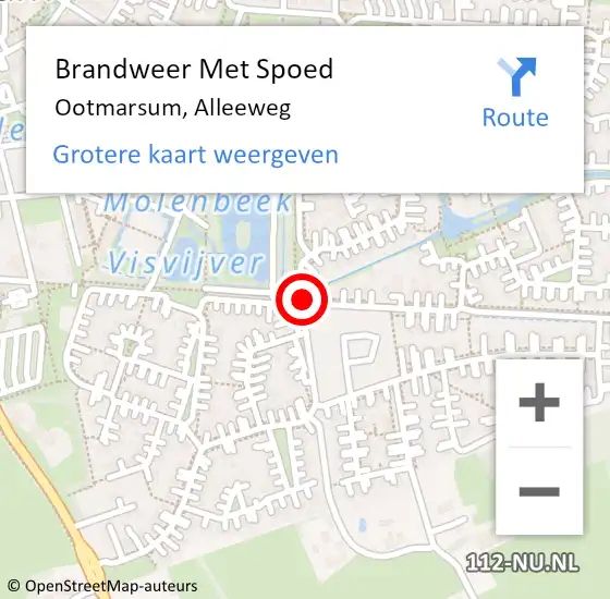 Locatie op kaart van de 112 melding: Brandweer Met Spoed Naar Ootmarsum, Alleeweg op 15 november 2015 10:28