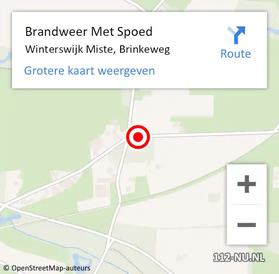 Locatie op kaart van de 112 melding: Brandweer Met Spoed Naar Winterswijk Miste, Brinkeweg op 15 november 2015 10:39