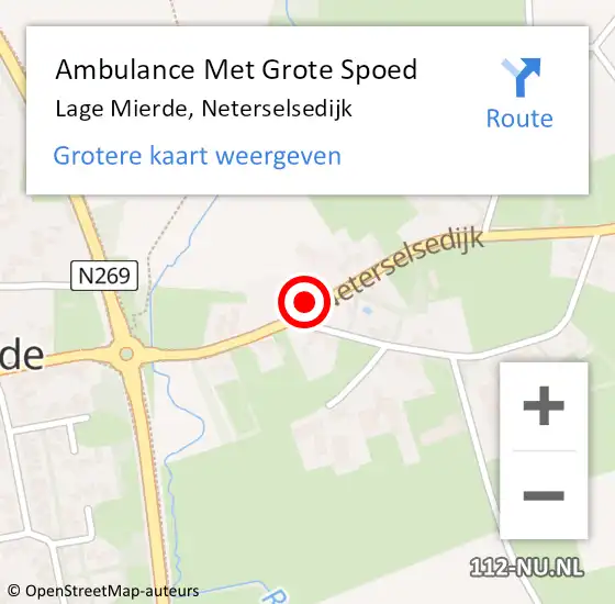 Locatie op kaart van de 112 melding: Ambulance Met Grote Spoed Naar Lage Mierde, Neterselsedijk op 15 november 2015 11:05