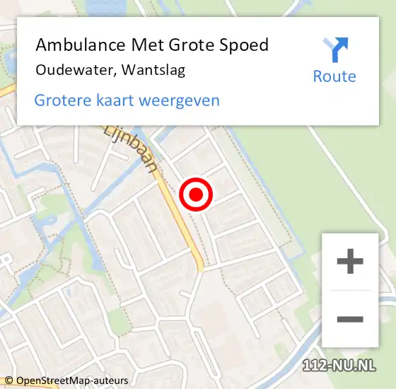 Locatie op kaart van de 112 melding: Ambulance Met Grote Spoed Naar Oudewater, Wantslag op 15 november 2015 11:29