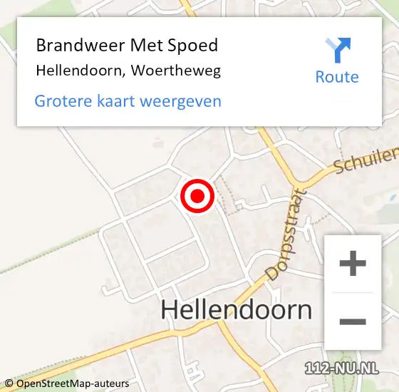 Locatie op kaart van de 112 melding: Brandweer Met Spoed Naar Hellendoorn, Woertheweg op 15 november 2015 11:49