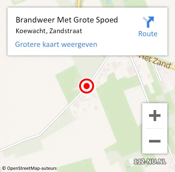 Locatie op kaart van de 112 melding: Brandweer Met Grote Spoed Naar Koewacht, Zandstraat op 15 november 2015 11:51