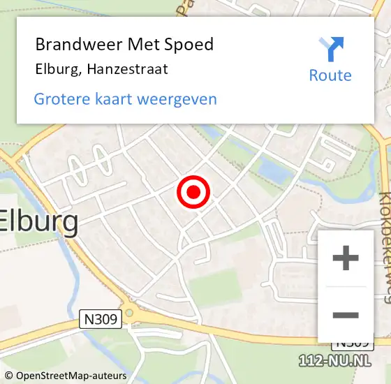 Locatie op kaart van de 112 melding: Brandweer Met Spoed Naar Elburg, Hanzestraat op 15 november 2015 11:57