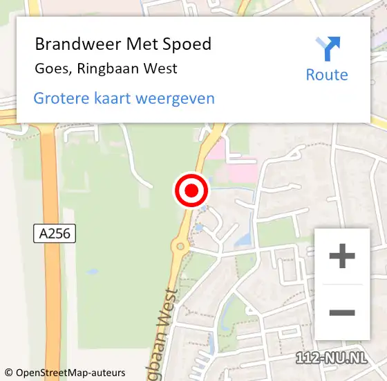 Locatie op kaart van de 112 melding: Brandweer Met Spoed Naar Goes, Ringbaan West op 15 november 2015 12:07