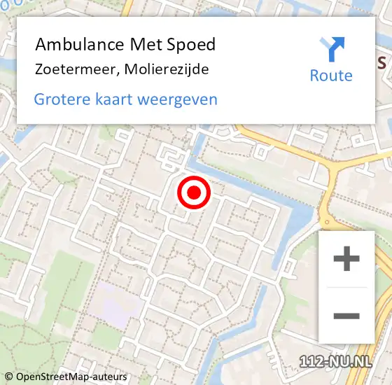 Locatie op kaart van de 112 melding: Ambulance Met Spoed Naar Zoetermeer, Molierezijde op 15 november 2015 12:19