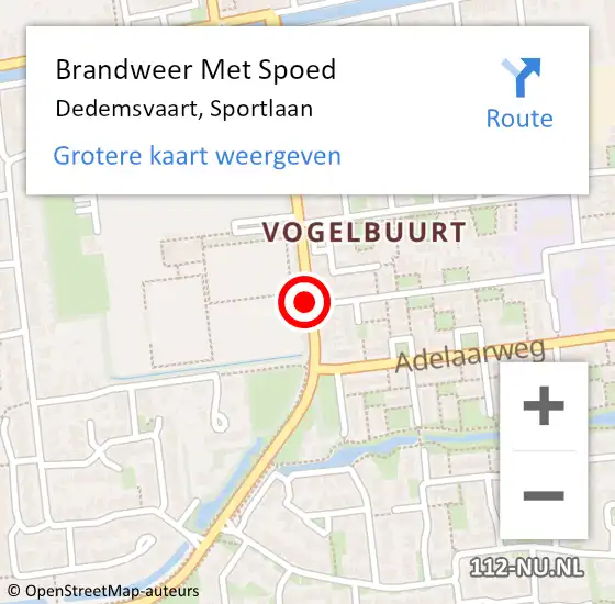 Locatie op kaart van de 112 melding: Brandweer Met Spoed Naar Dedemsvaart, Sportlaan op 15 november 2015 12:20