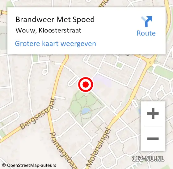 Locatie op kaart van de 112 melding: Brandweer Met Spoed Naar Wouw, Kloosterstraat op 15 november 2015 12:29