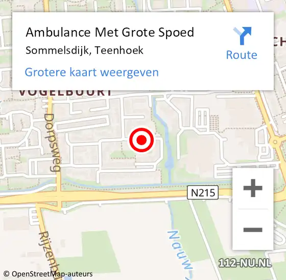 Locatie op kaart van de 112 melding: Ambulance Met Grote Spoed Naar Sommelsdijk, Teenhoek op 15 november 2015 12:42