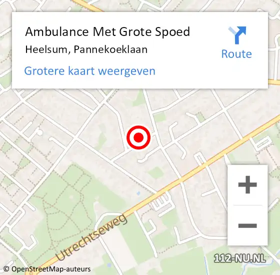 Locatie op kaart van de 112 melding: Ambulance Met Grote Spoed Naar Heelsum, Pannekoeklaan op 27 november 2013 01:43