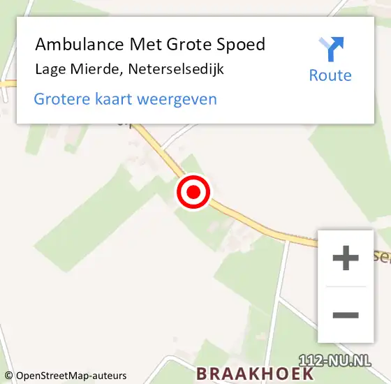 Locatie op kaart van de 112 melding: Ambulance Met Grote Spoed Naar Lage Mierde, Neterselsedijk op 15 november 2015 14:01