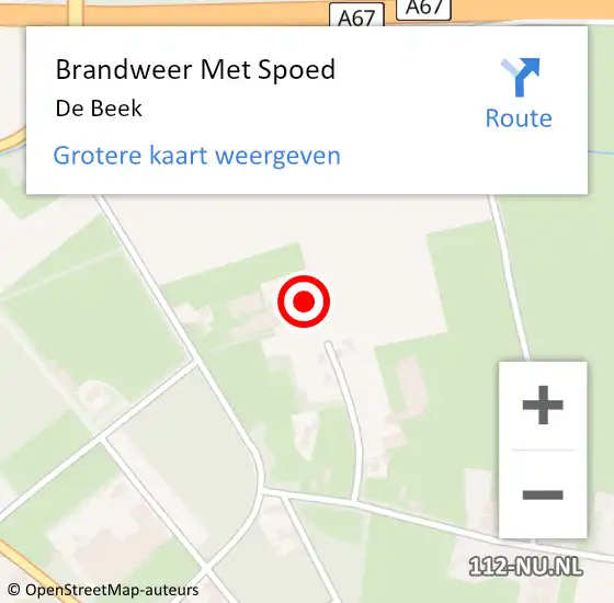 Locatie op kaart van de 112 melding: Brandweer Met Spoed Naar De Beek op 15 november 2015 14:01