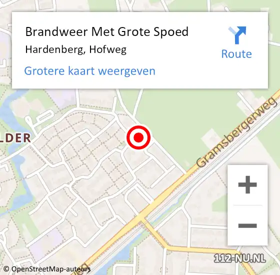 Locatie op kaart van de 112 melding: Brandweer Met Grote Spoed Naar Hardenberg, Hofweg op 15 november 2015 14:20