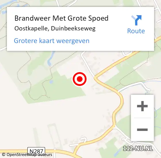 Locatie op kaart van de 112 melding: Brandweer Met Grote Spoed Naar Oostkapelle, Duinbeekseweg op 15 november 2015 14:29