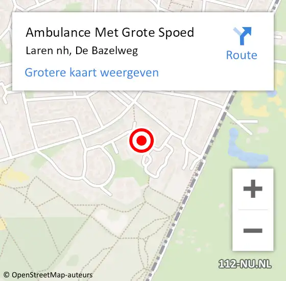 Locatie op kaart van de 112 melding: Ambulance Met Grote Spoed Naar Laren nh, De Bazelweg op 27 november 2013 02:12