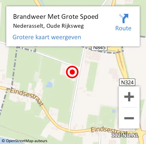 Locatie op kaart van de 112 melding: Brandweer Met Grote Spoed Naar Nederasselt, Oude Rijksweg op 15 november 2015 14:45