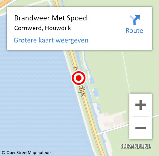 Locatie op kaart van de 112 melding: Brandweer Met Spoed Naar Cornwerd, Houwdijk op 15 november 2015 14:51