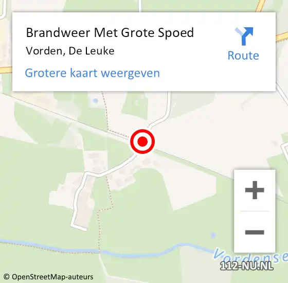 Locatie op kaart van de 112 melding: Brandweer Met Grote Spoed Naar Vorden, De Leuke op 15 november 2015 15:09