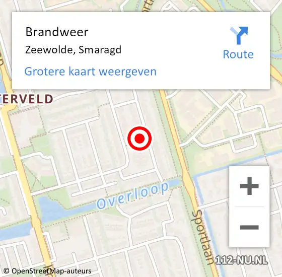 Locatie op kaart van de 112 melding: Brandweer Zeewolde, Smaragd op 15 november 2015 16:00