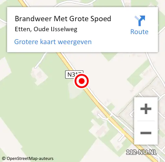 Locatie op kaart van de 112 melding: Brandweer Met Grote Spoed Naar Etten, Oude IJsselweg op 15 november 2015 16:19