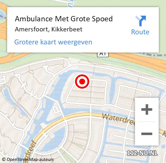 Locatie op kaart van de 112 melding: Ambulance Met Grote Spoed Naar Amersfoort, Kikkerbeet op 15 november 2015 18:46