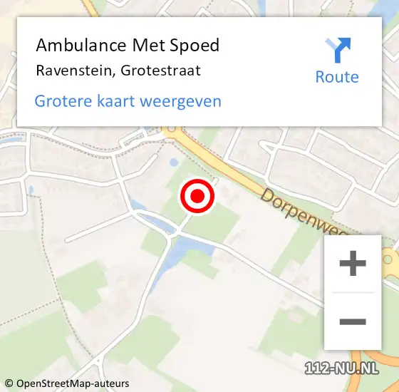 Locatie op kaart van de 112 melding: Ambulance Met Spoed Naar Ravenstein, Grotestraat op 15 november 2015 18:51