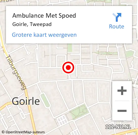 Locatie op kaart van de 112 melding: Ambulance Met Spoed Naar Goirle, Tweepad op 27 november 2013 03:14