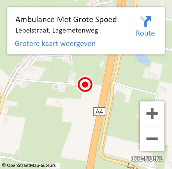 Locatie op kaart van de 112 melding: Ambulance Met Grote Spoed Naar Lepelstraat, Lagemetenweg op 15 november 2015 19:19