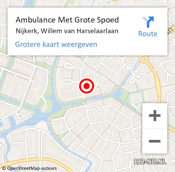 Locatie op kaart van de 112 melding: Ambulance Met Grote Spoed Naar Nijkerk, Willem van Harselaarlaan op 15 november 2015 19:26