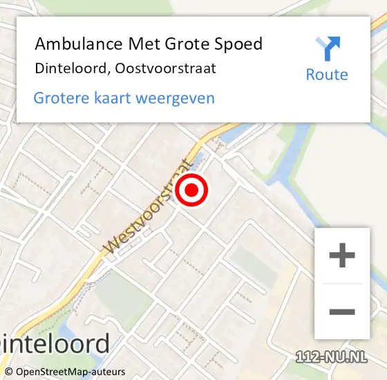 Locatie op kaart van de 112 melding: Ambulance Met Grote Spoed Naar Dinteloord, Oostvoorstraat op 15 november 2015 20:06