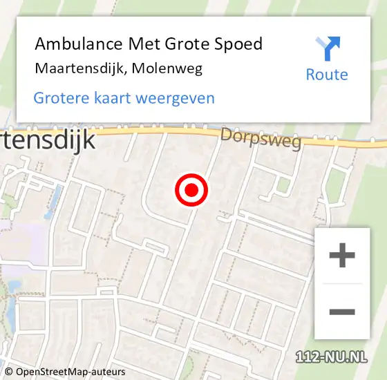 Locatie op kaart van de 112 melding: Ambulance Met Grote Spoed Naar Maartensdijk, Molenweg op 15 november 2015 20:10