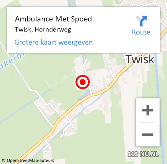 Locatie op kaart van de 112 melding: Ambulance Met Spoed Naar Twisk, Hornderweg op 15 november 2015 20:50