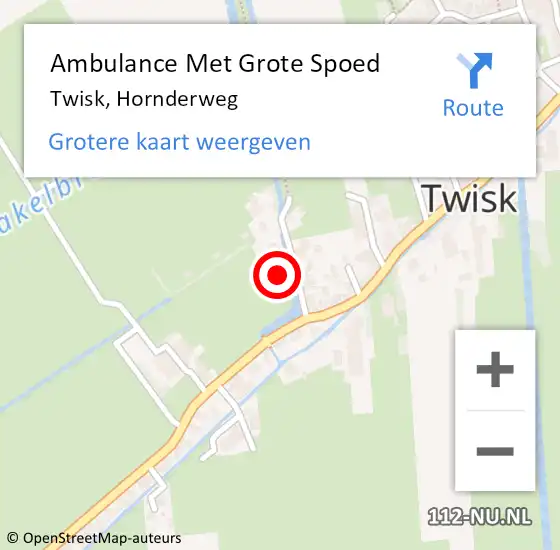 Locatie op kaart van de 112 melding: Ambulance Met Grote Spoed Naar Twisk, Hornderweg op 15 november 2015 20:52