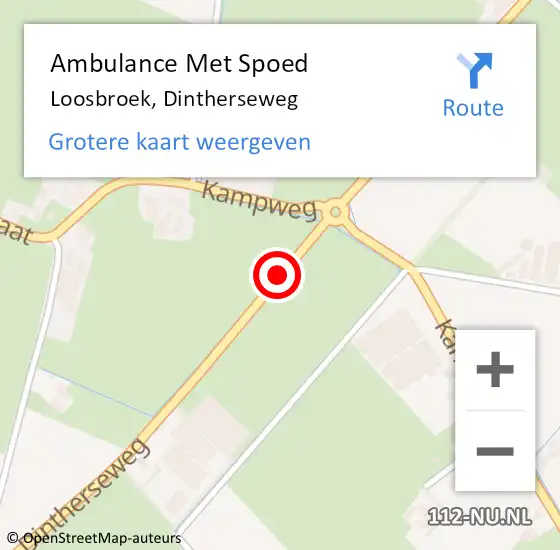 Locatie op kaart van de 112 melding: Ambulance Met Spoed Naar Loosbroek, Dintherseweg op 15 november 2015 21:11