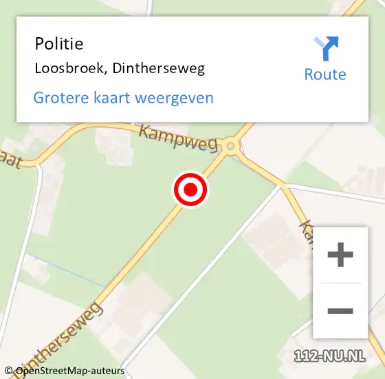 Locatie op kaart van de 112 melding: Politie Loosbroek, Dintherseweg op 15 november 2015 21:19