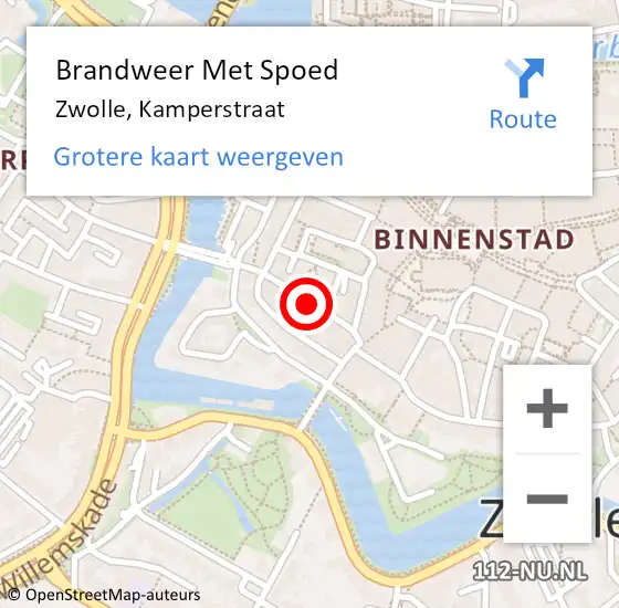 Locatie op kaart van de 112 melding: Brandweer Met Spoed Naar Zwolle, Kamperstraat op 15 november 2015 22:43