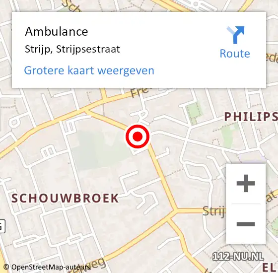 Locatie op kaart van de 112 melding: Ambulance Strijp, Strijpsestraat op 15 november 2015 23:16