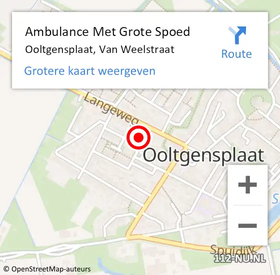 Locatie op kaart van de 112 melding: Ambulance Met Grote Spoed Naar Ooltgensplaat, Van Weelstraat op 16 november 2015 03:50